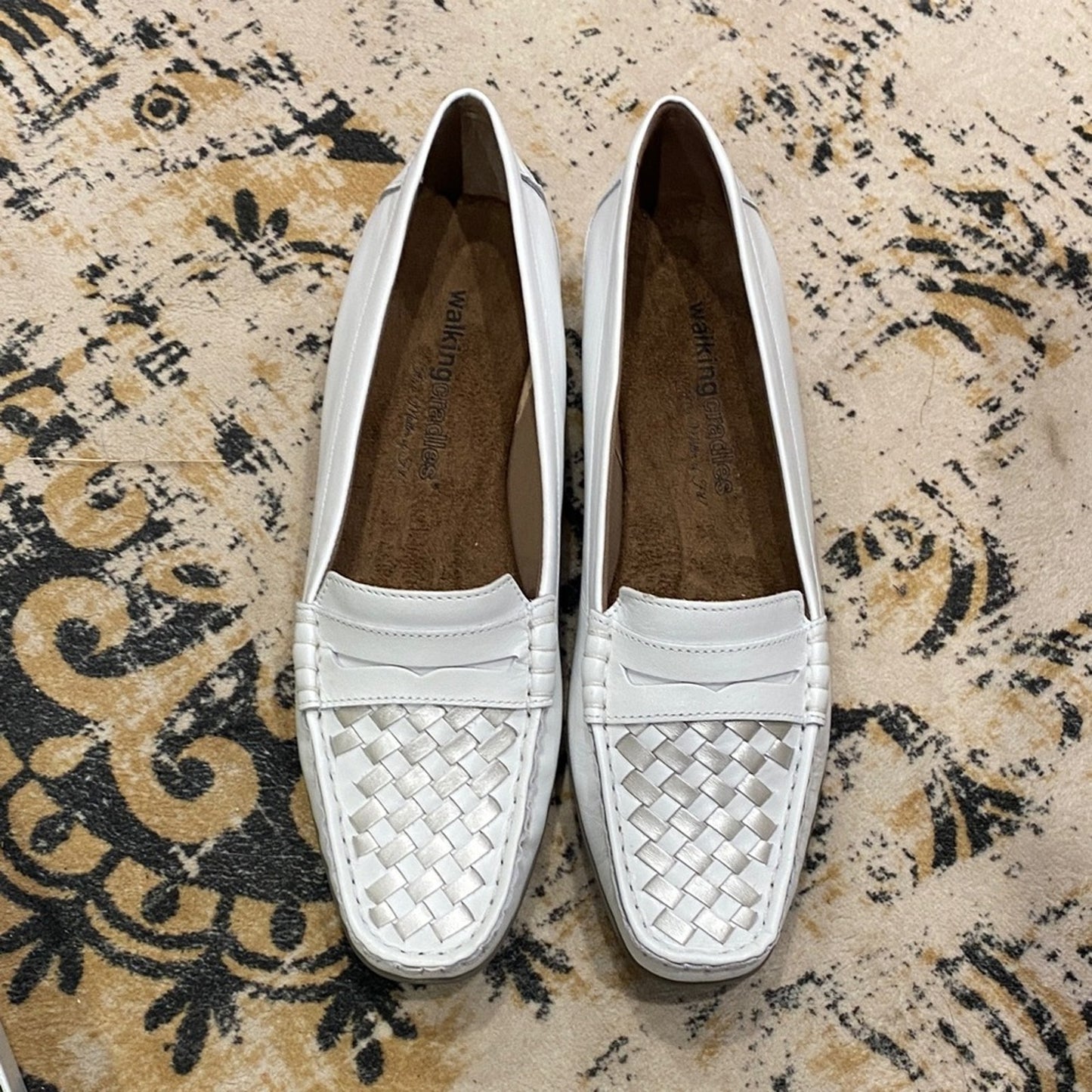Walking Cradles White Woven Flats