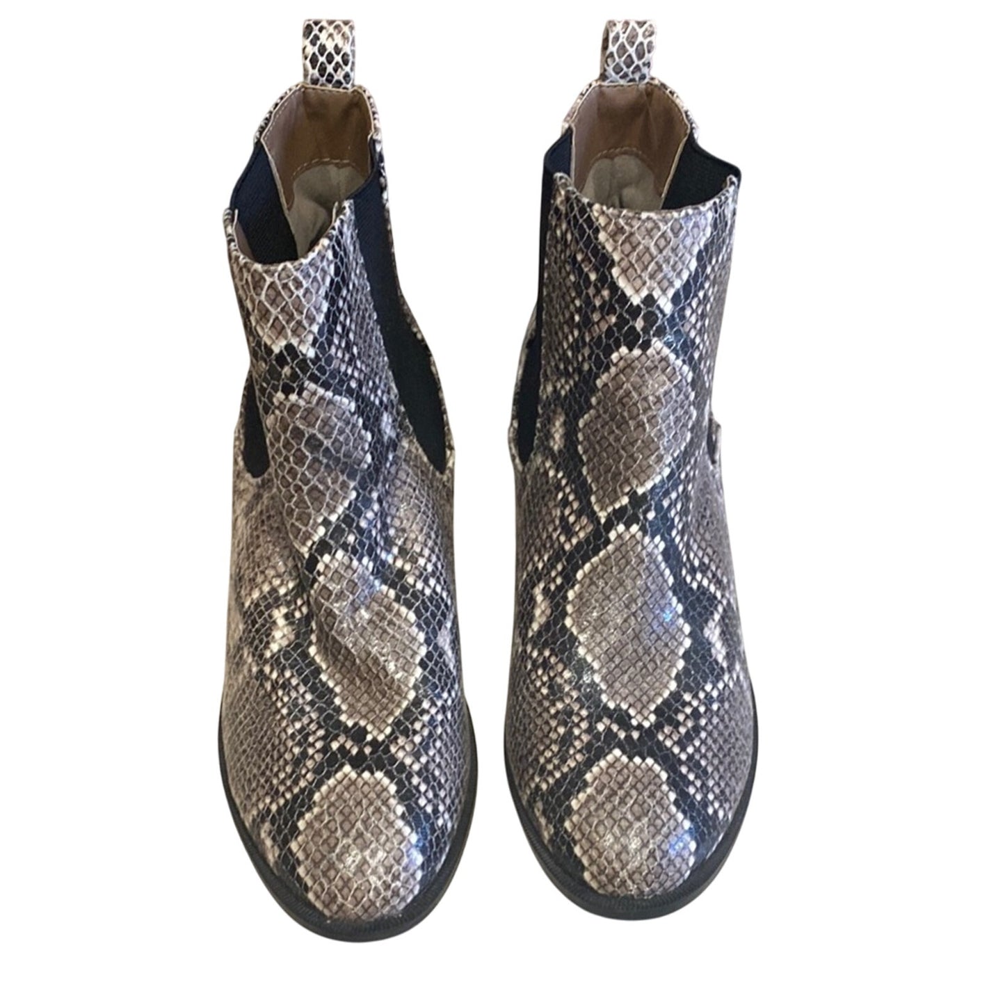 Forever 21 Snakeskin Heeled Boots - Black and Brown Size 7
