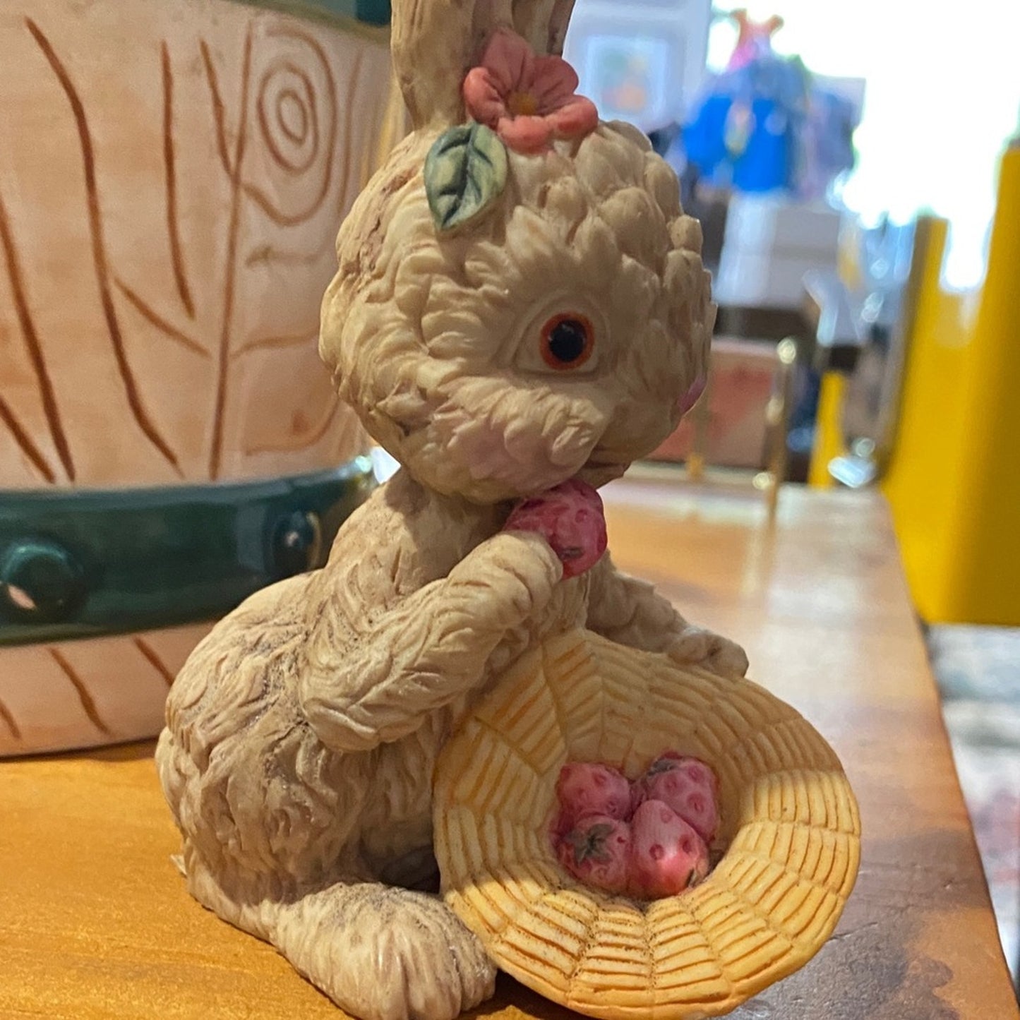 Whimsical Tan Rabbit Figurine with Hat