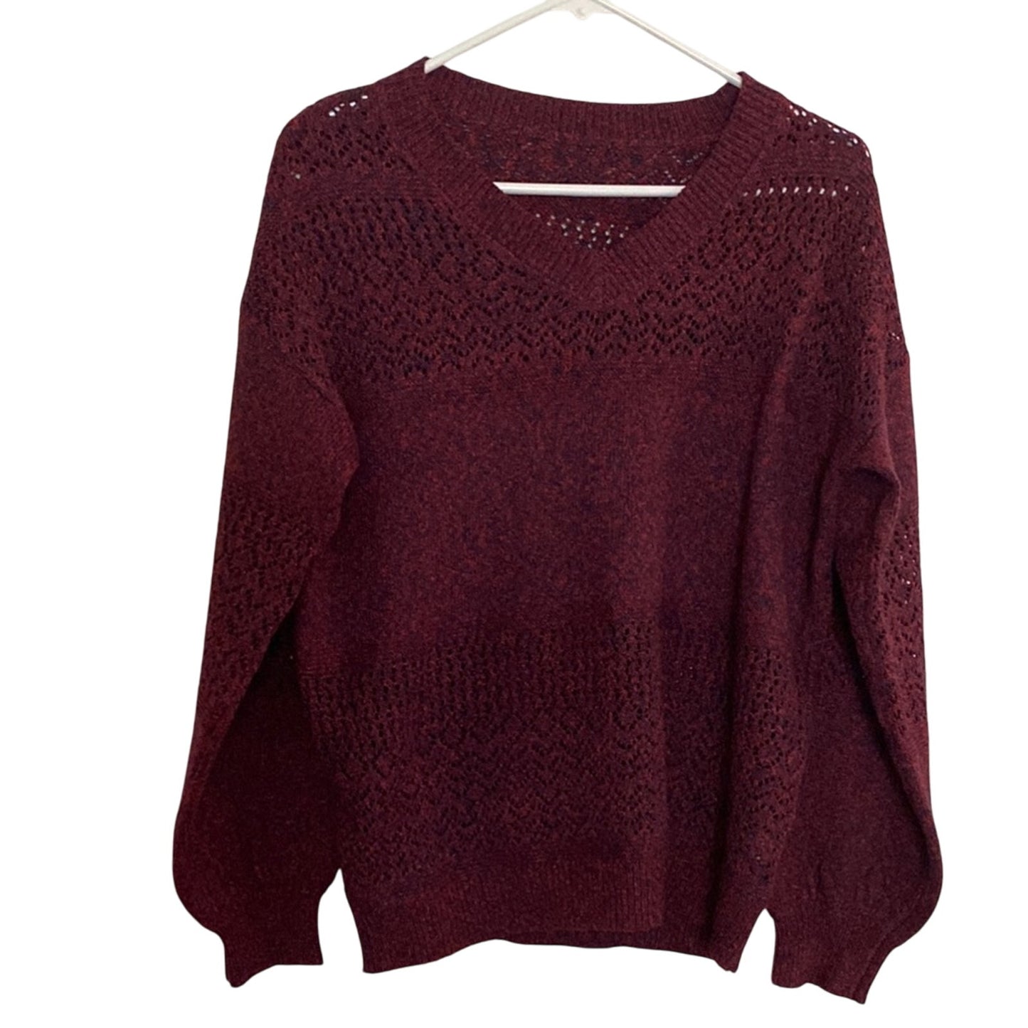 Red V-Neck Knit Sweater