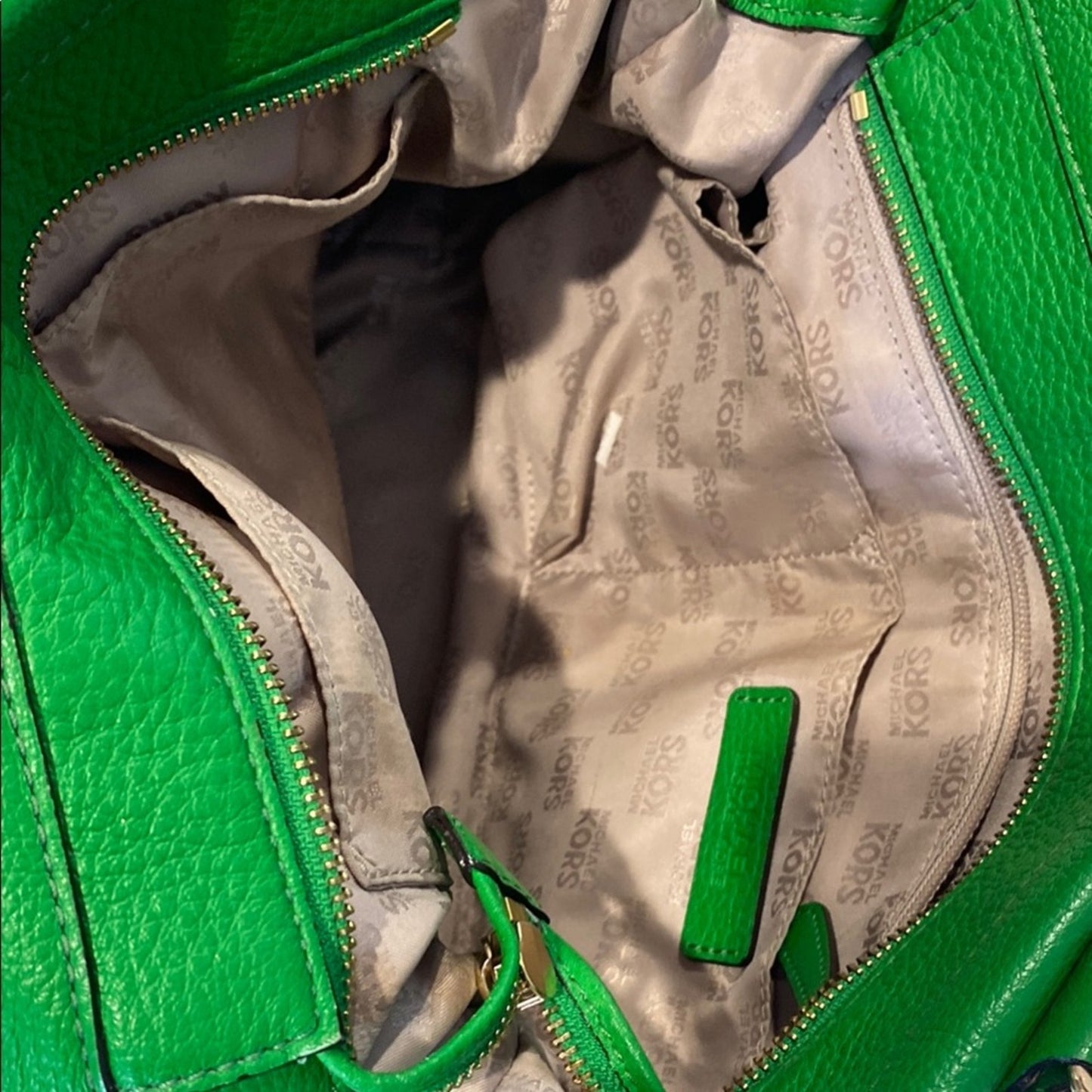 Michael Kors Green and Gold Shoulder Bag with Chain Details