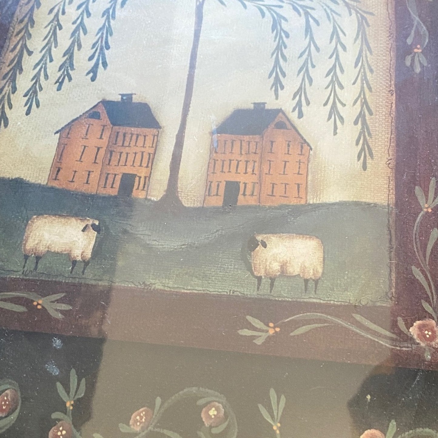 Framed Folk Art Print with Black Frame 12.5 X 10.5"