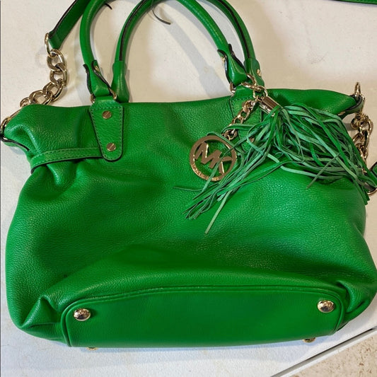 Michael Kors Green and Gold Shoulder Bag with Chain Details