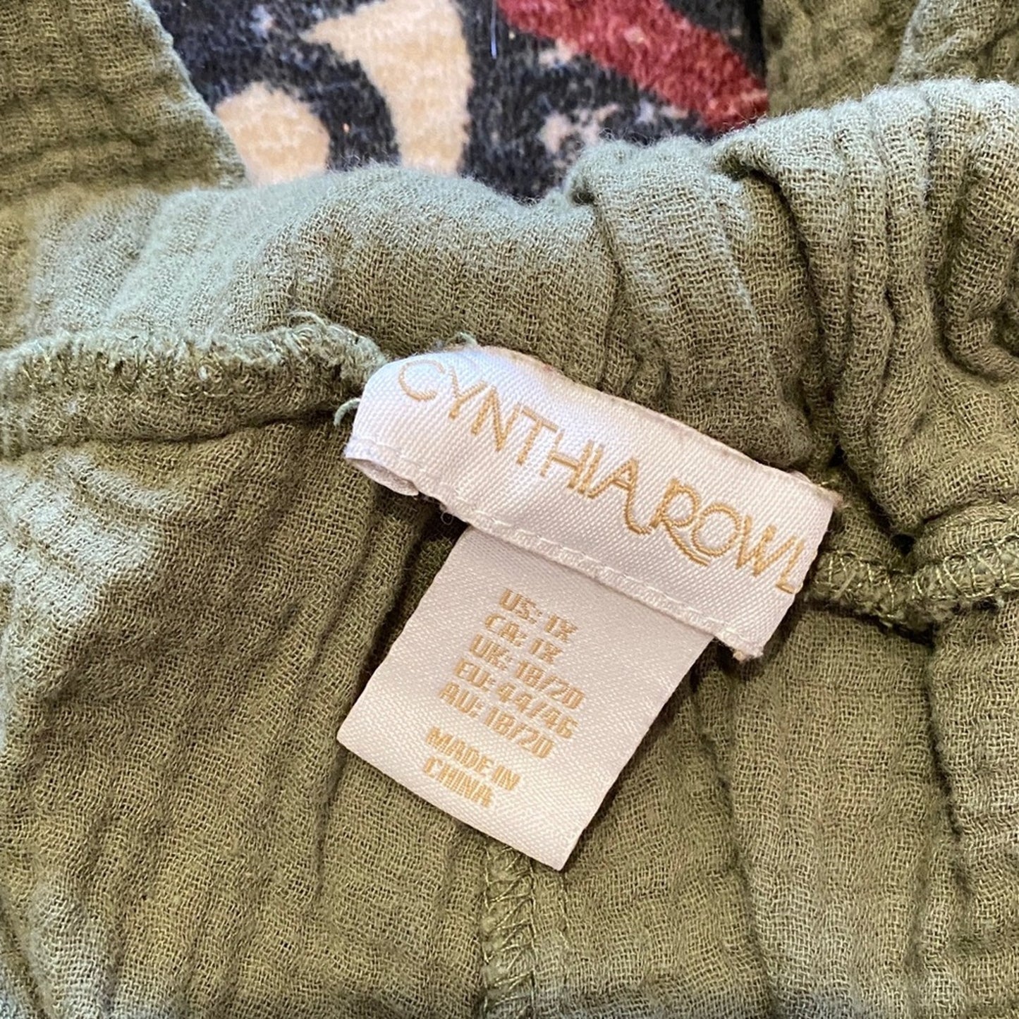 Cynthia Rowley Olive Textured Pants 1X