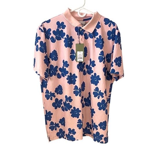 Goodfellow & Co Pink and Blue Floral Polo Shirt XL