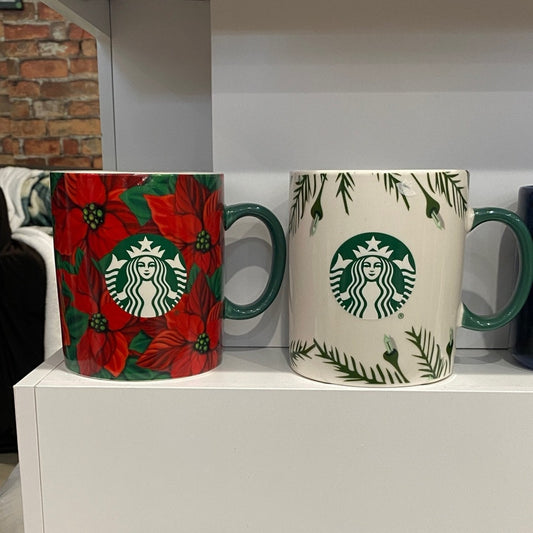 Starbucks Festive Red and Green Mugs