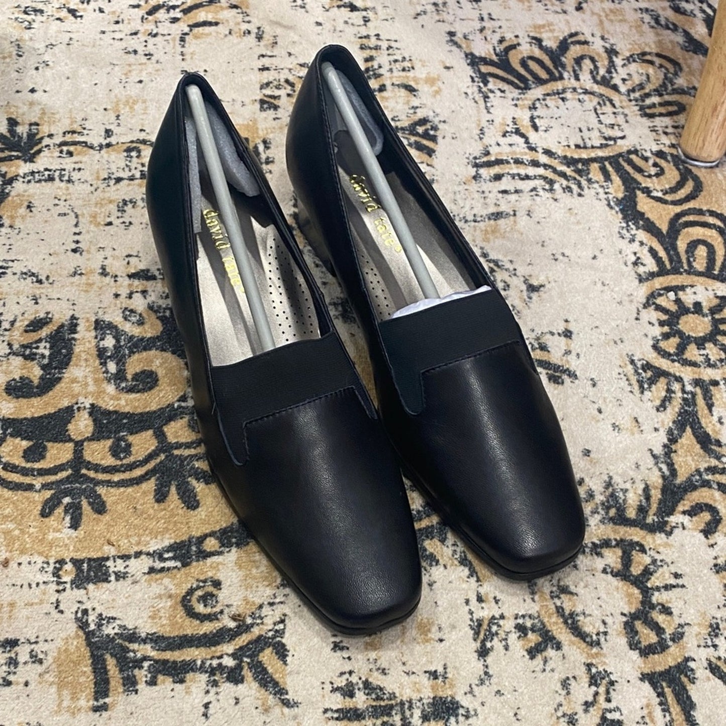 David Tate Black Leather Loafers 8.5ss