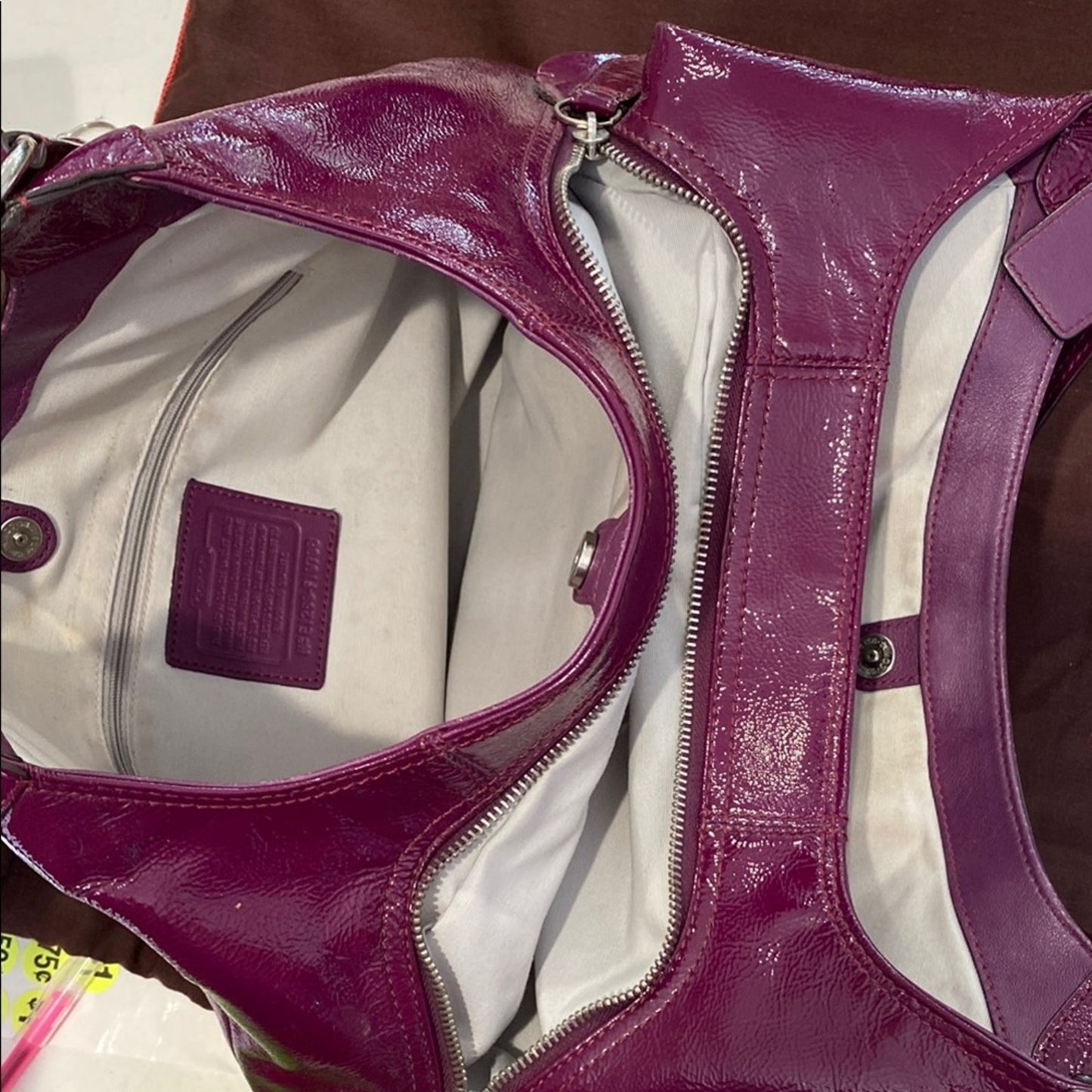 Coach Purple Shoulder Bag with Slouchy Silhouette