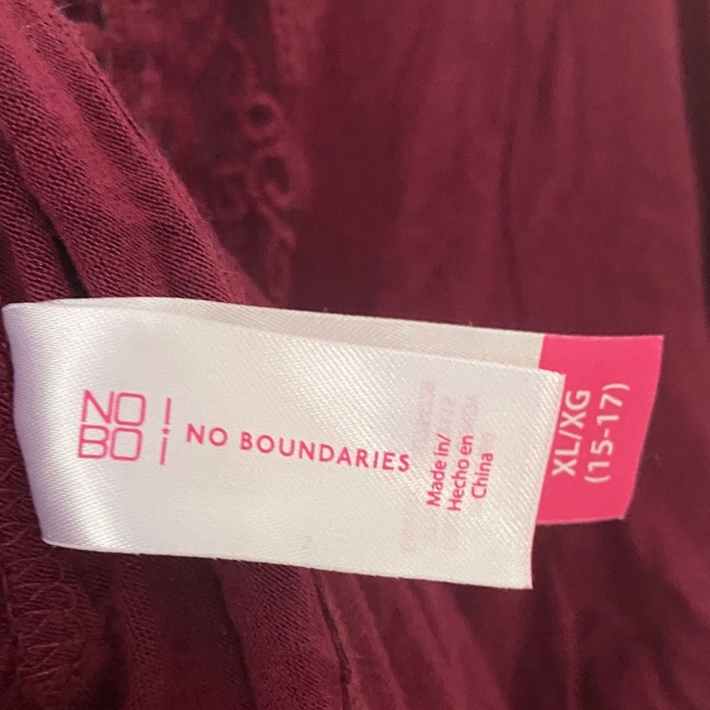 No Boundaries Maroon Long Sleeve Blouse XL