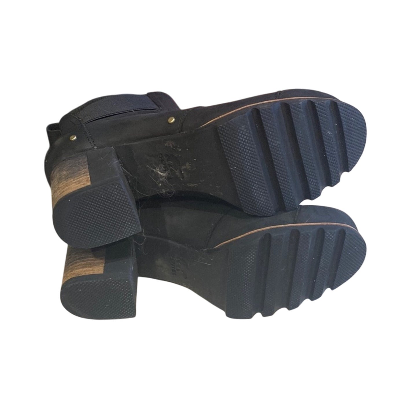 Sorel Black Ankle Boots with Chunky Heel Size 10