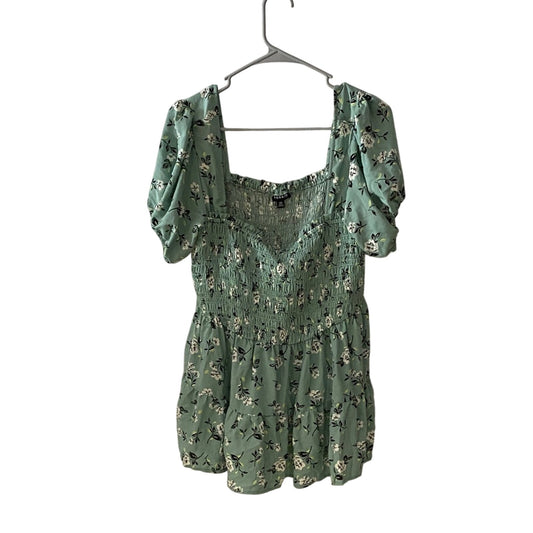 Torrid Green Floral Smocked Blouse