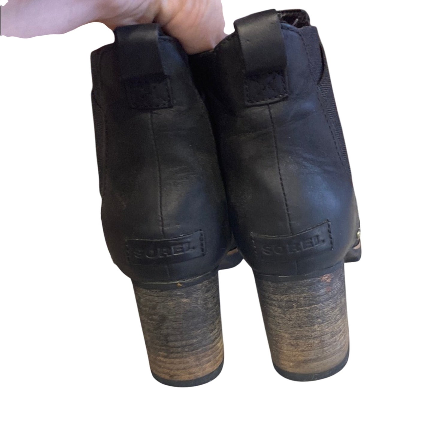 Sorel Black Ankle Boots with Chunky Heel Size 10