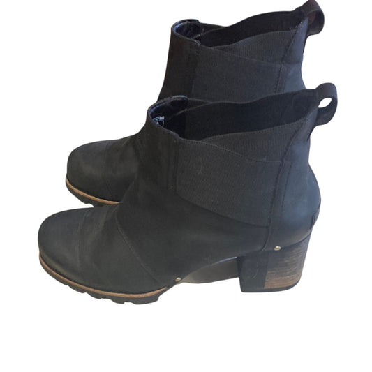 Sorel Black Ankle Boots with Chunky Heel Size 10