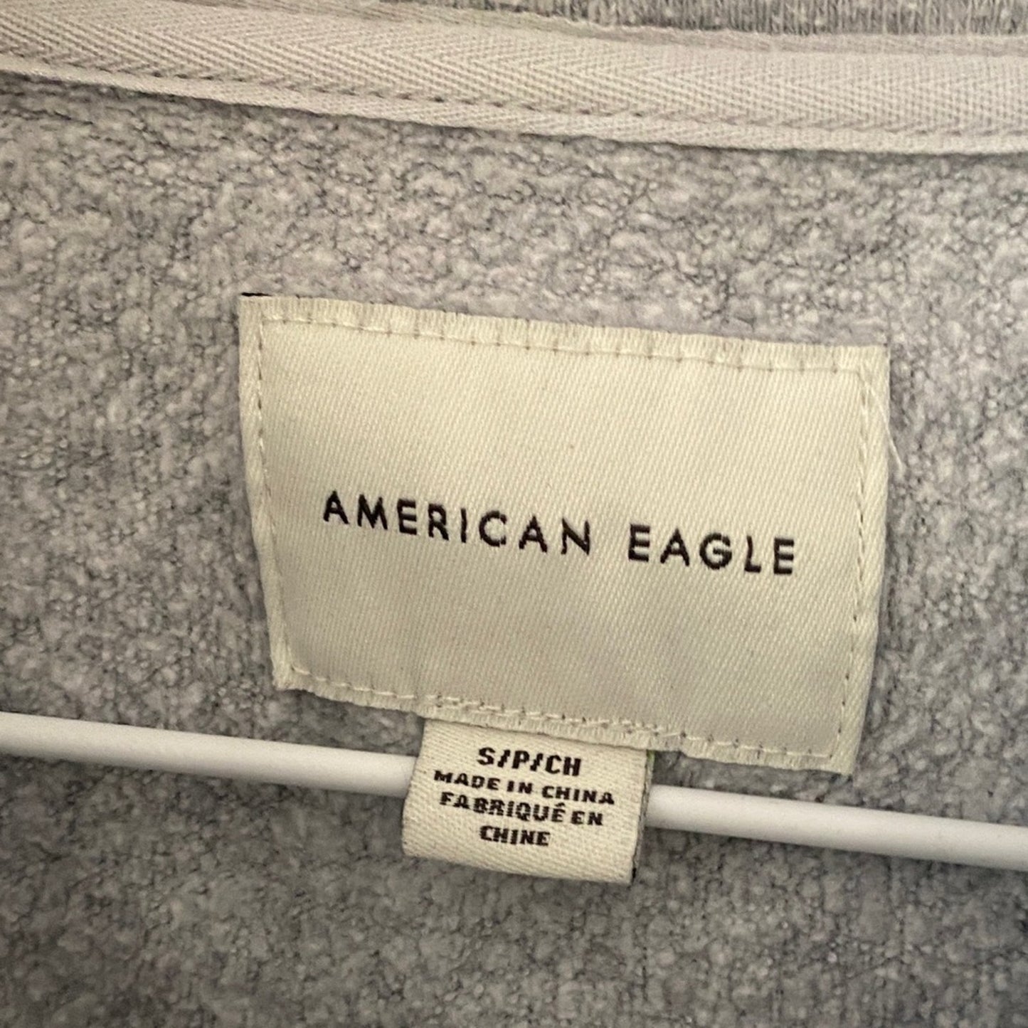 American Eagle Light Gray Fleece Jacket SMALL