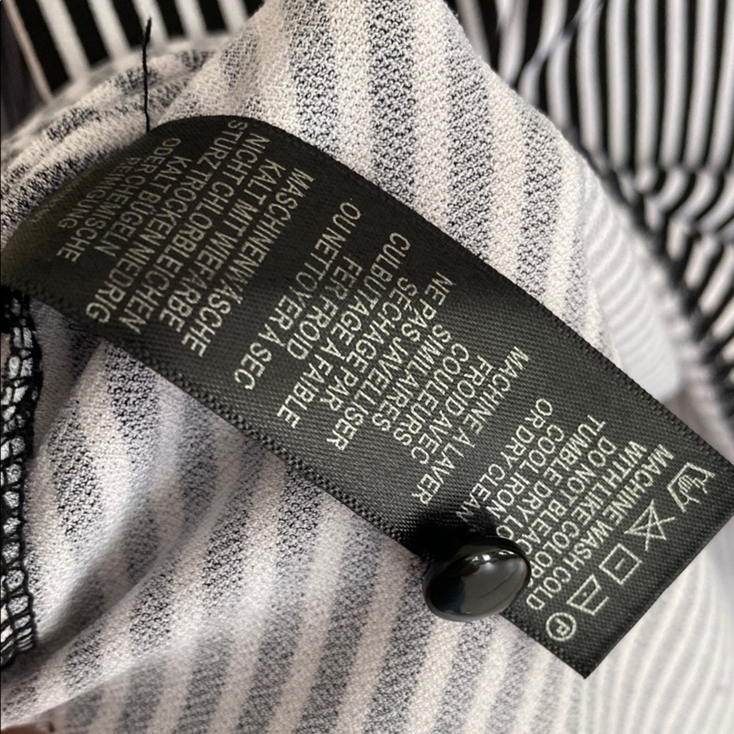 Adrianna Papell Blue and White Blouse with Bib Collar and 3/4 Sleeves