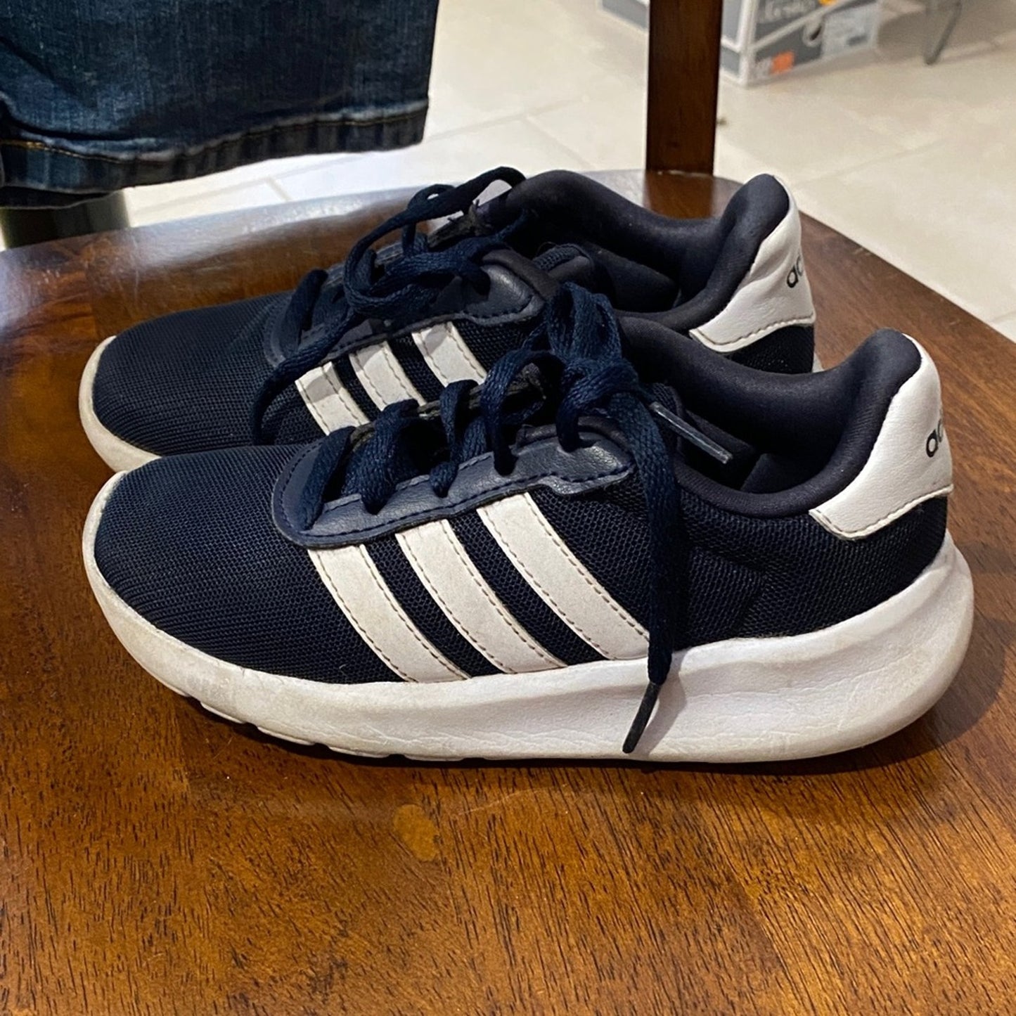 Adidas Kids Dark Blue and White Sneakers