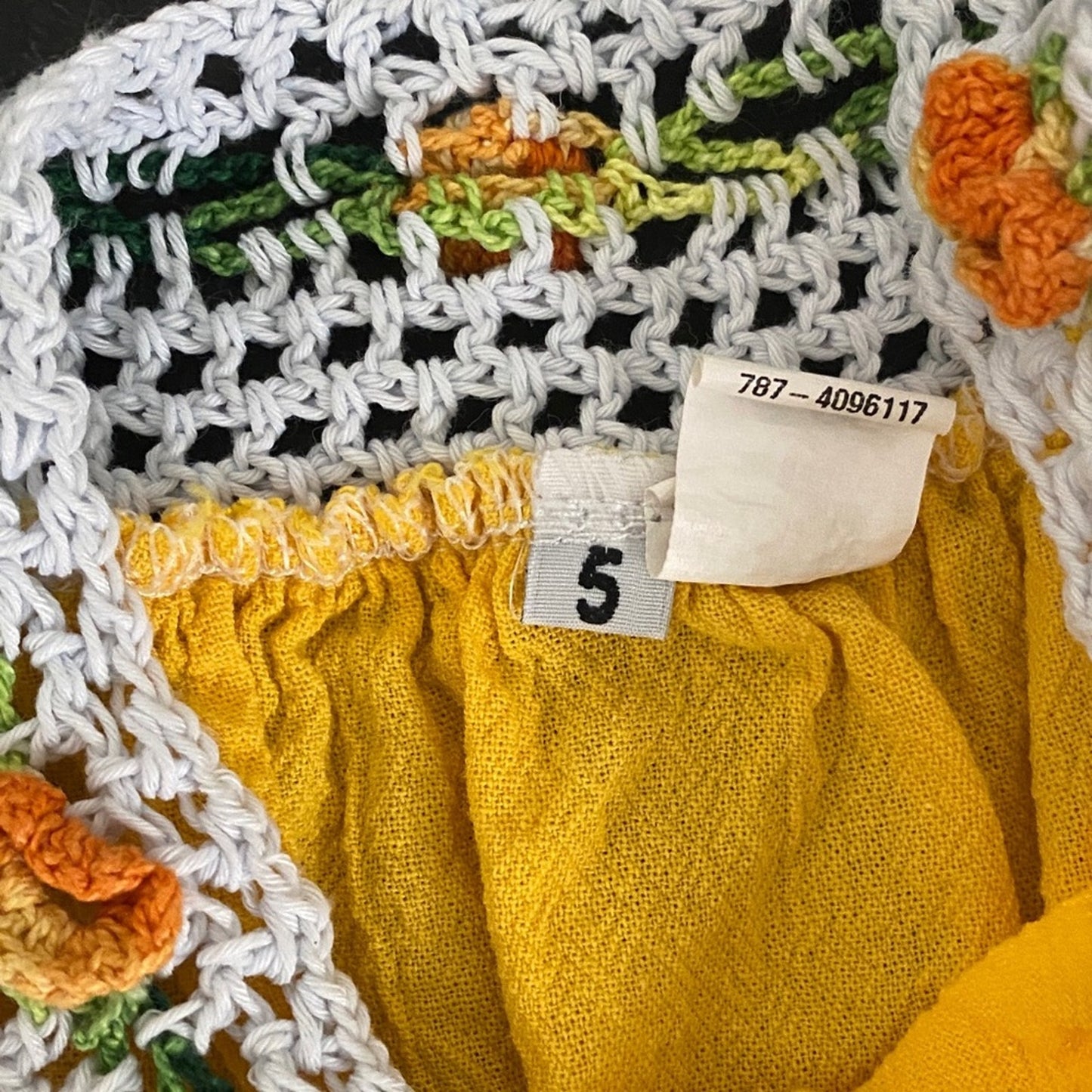 Yellow Embroidered Dress with Flag Design