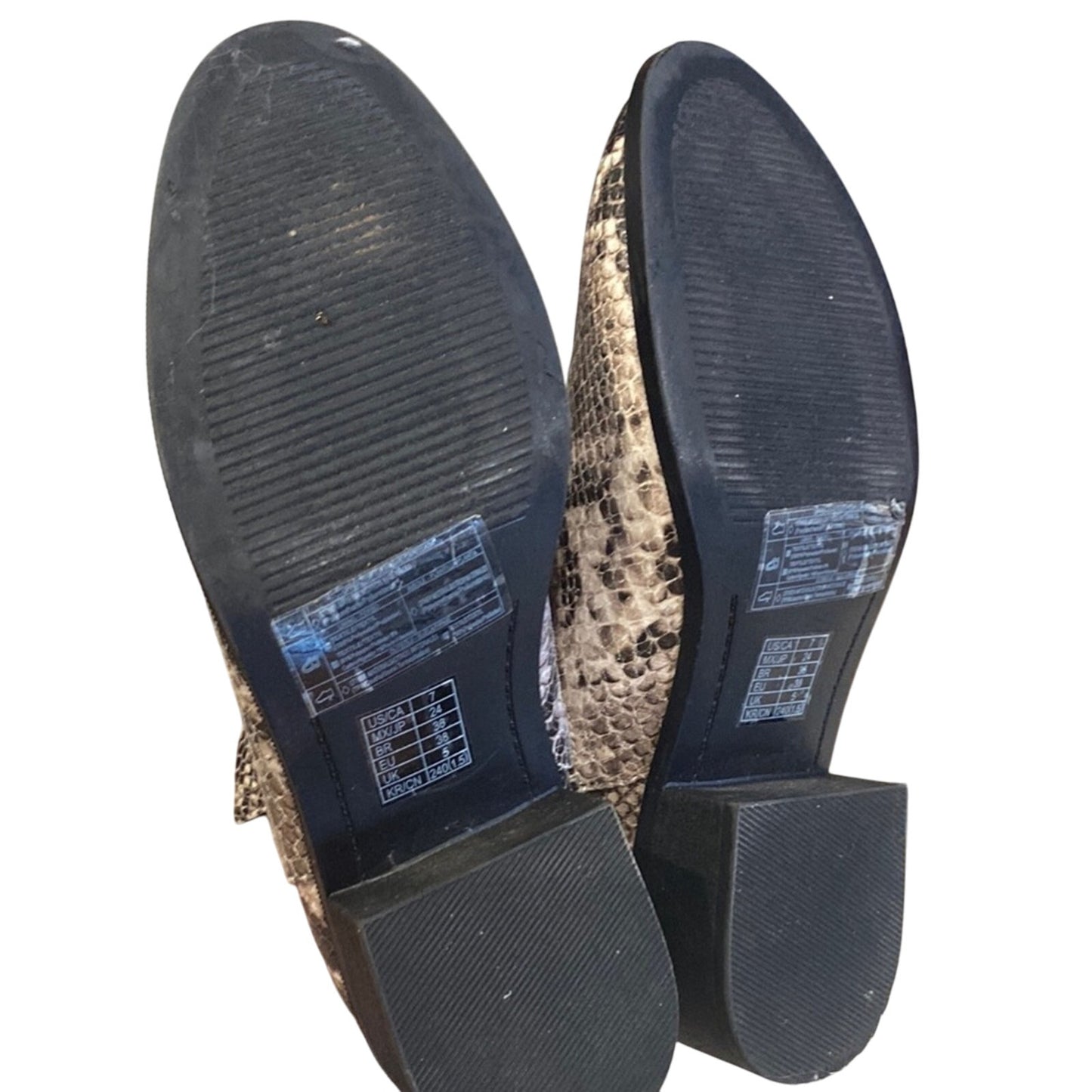 Forever 21 Snakeskin Heeled Boots - Black and Brown Size 7