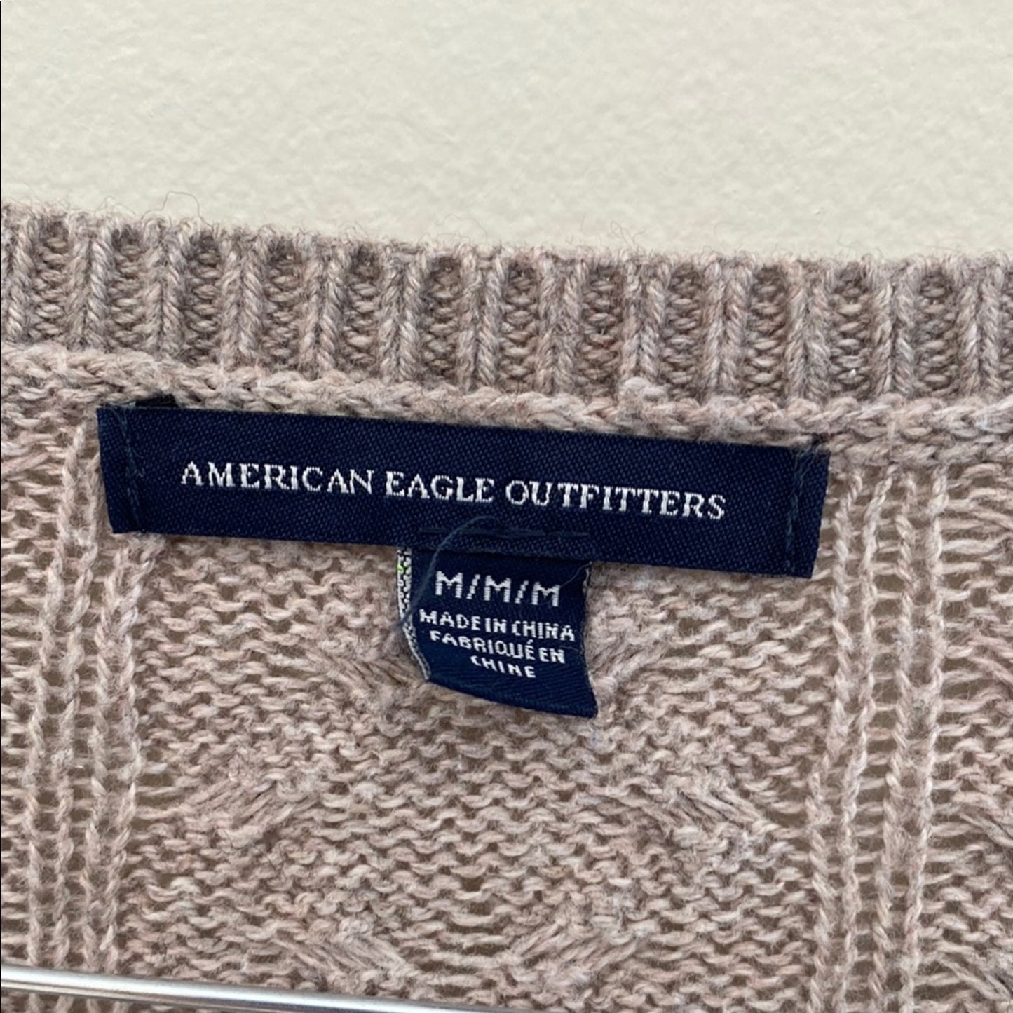 American Eagle Outfitters Tan Cream Crew Neck Sweater Medum