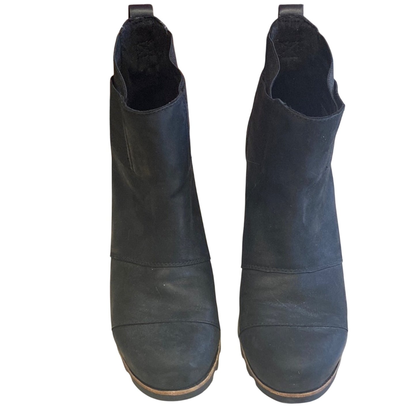 Sorel Black Ankle Boots with Chunky Heel Size 10