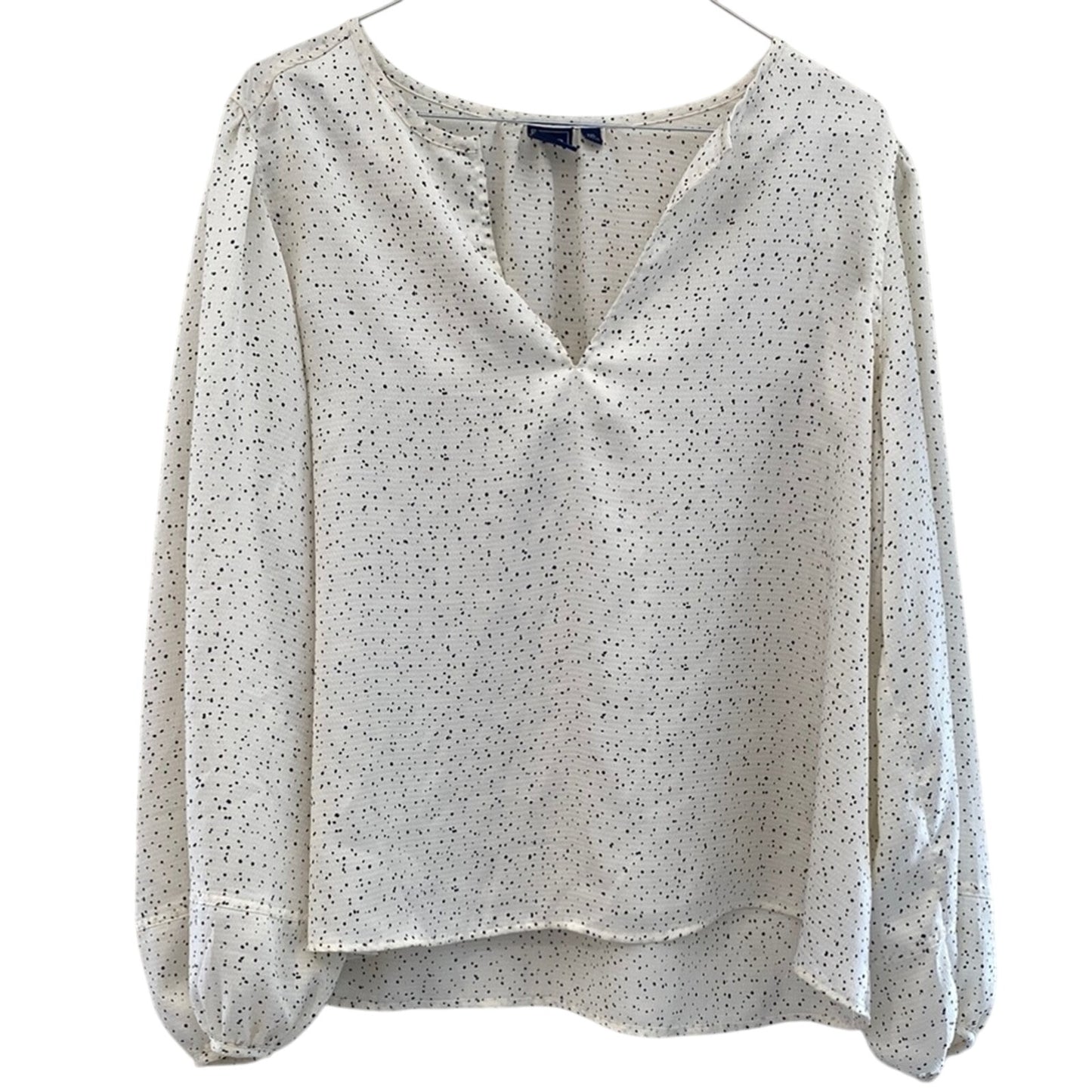 GAP Cream Blouse Relaxed Long Sleeve V-Neck