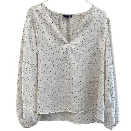GAP Cream Blouse Relaxed Long Sleeve V-Neck