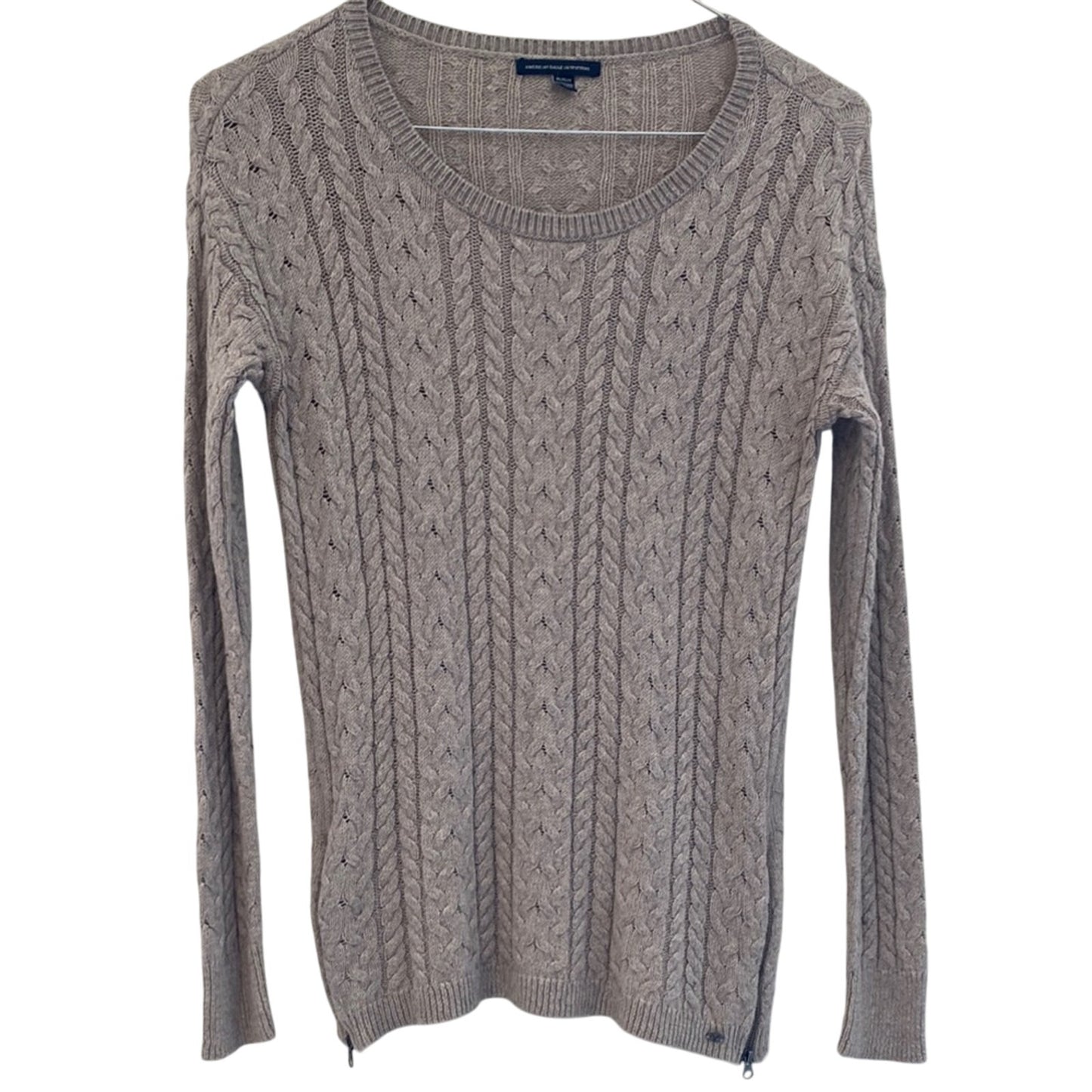 American Eagle Outfitters Tan Cream Crew Neck Sweater Medum