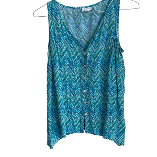 J. Jill Blue Buttoned Sleeveless Tank Top