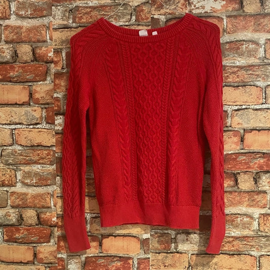 GAP Vibrant Red Cable Knit Sweater Small