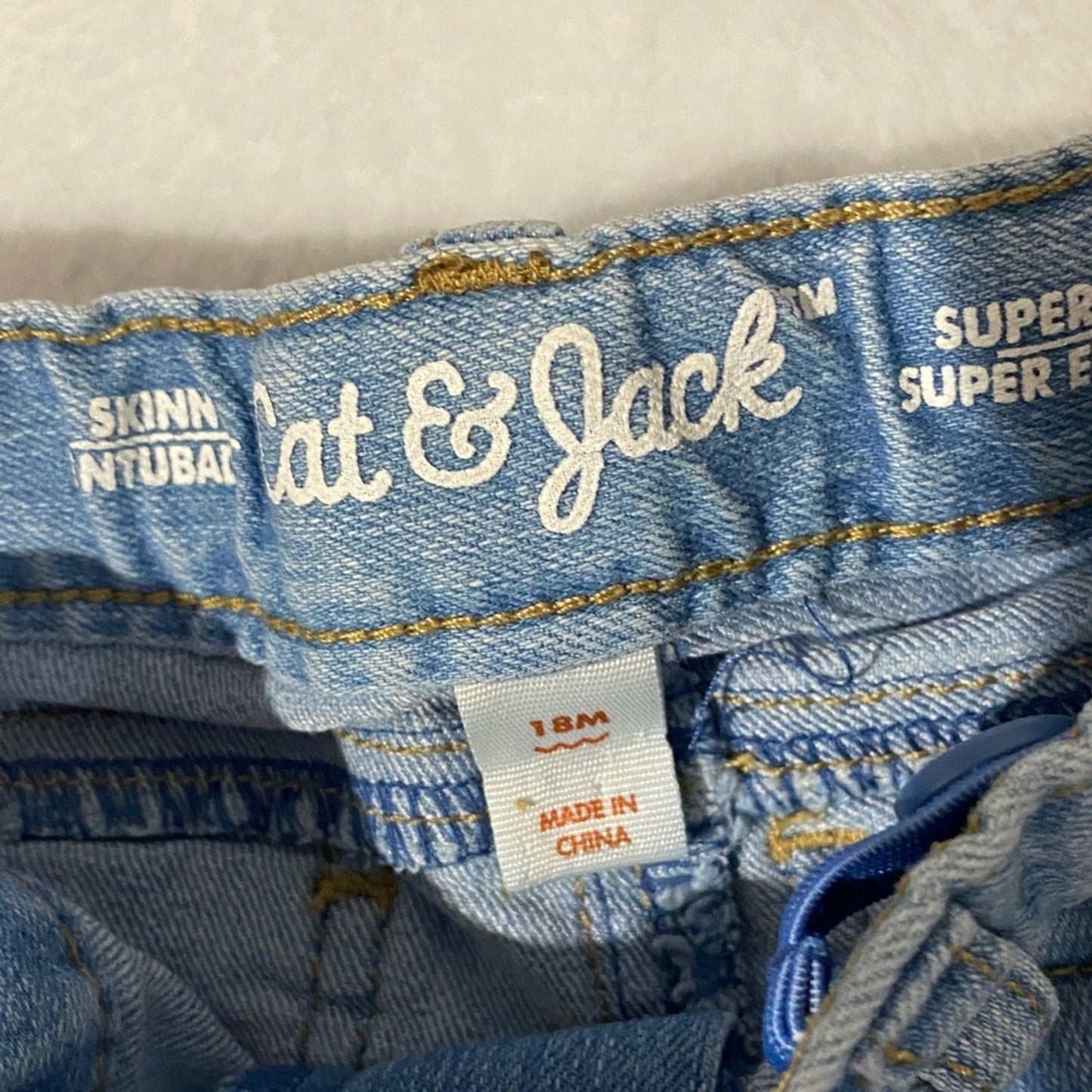 Cat & Jack Blue Jeans with Rainbow Unicorn Design 18 MOS