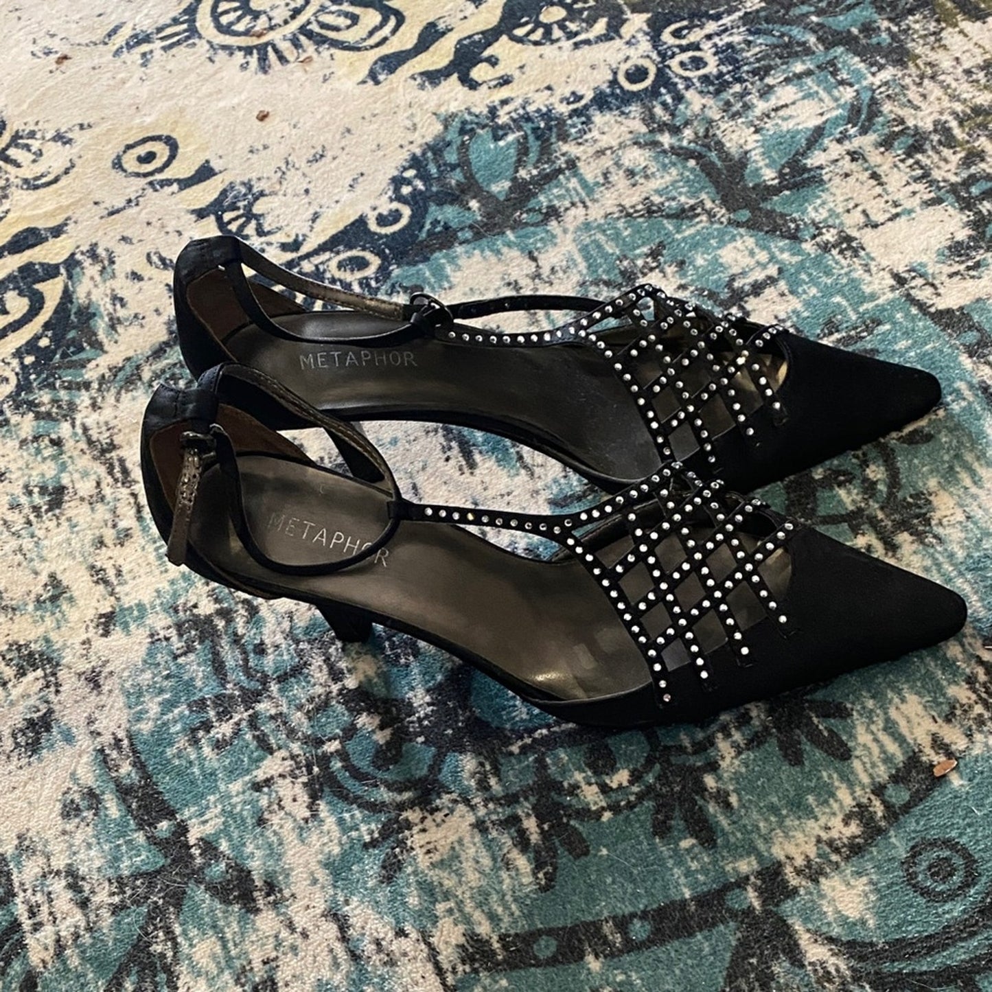 Metaphor Black Studded Heels 8M