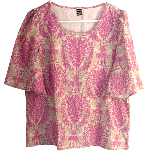 SHEIN Pink and Cream Boxy Blouse