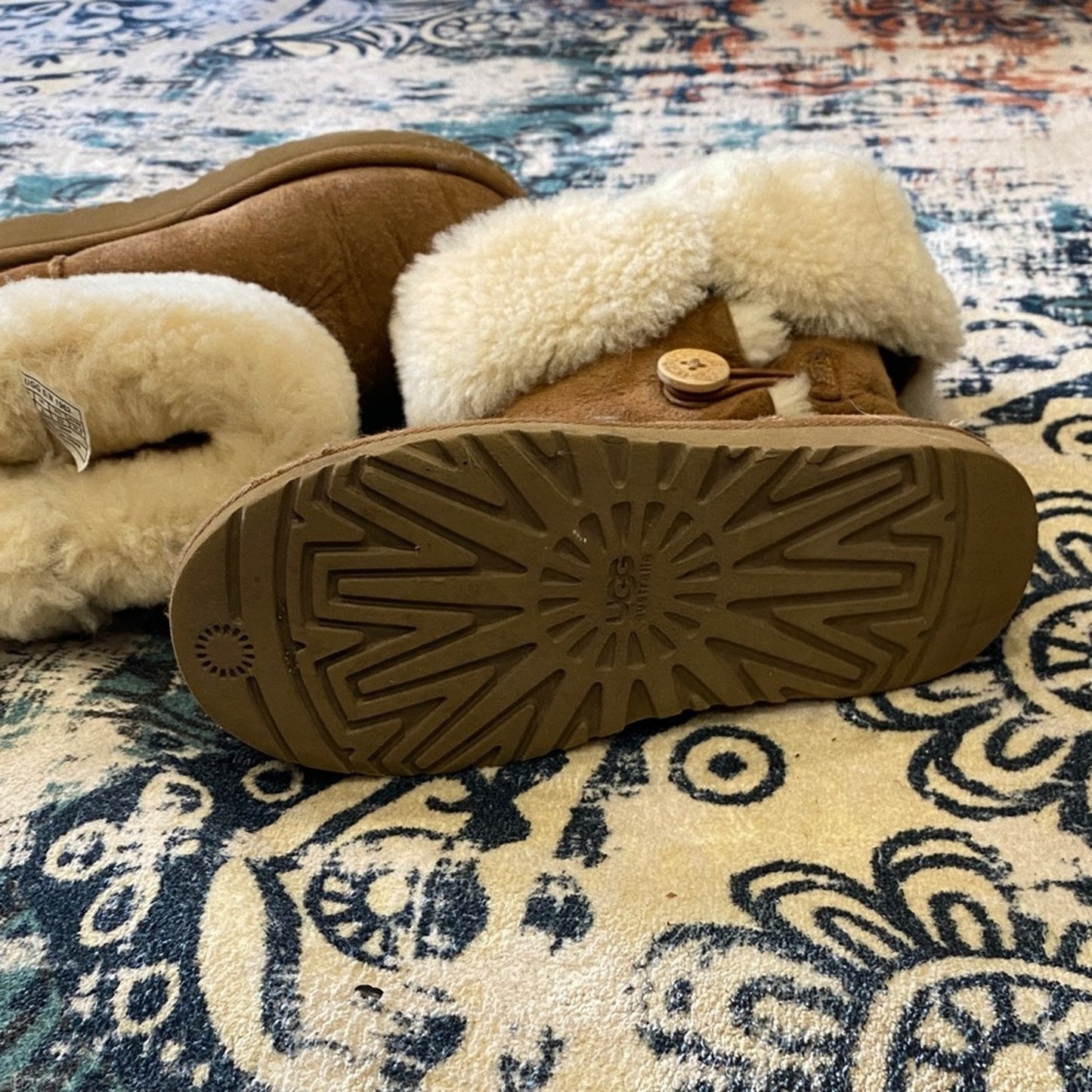 UGG Brown and Cream Sheepskin Boots
