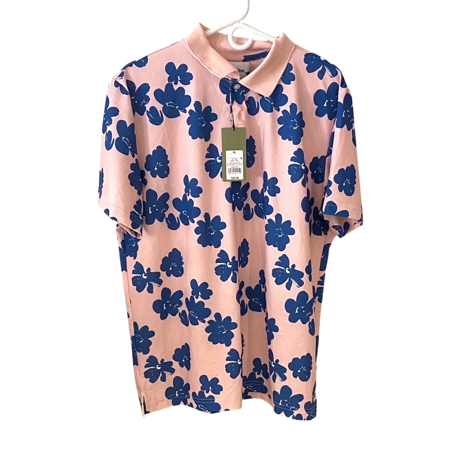 Goodfellow & Co Pink and Blue Floral Polo Shirt XL