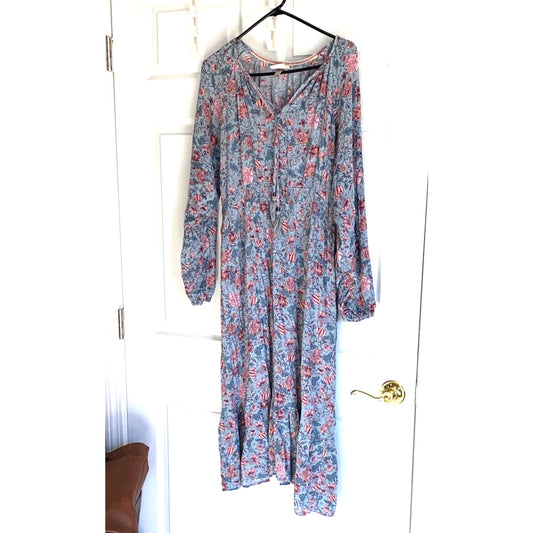 Knox Rose Long Sleeve Floral Dress in Blue and Pink