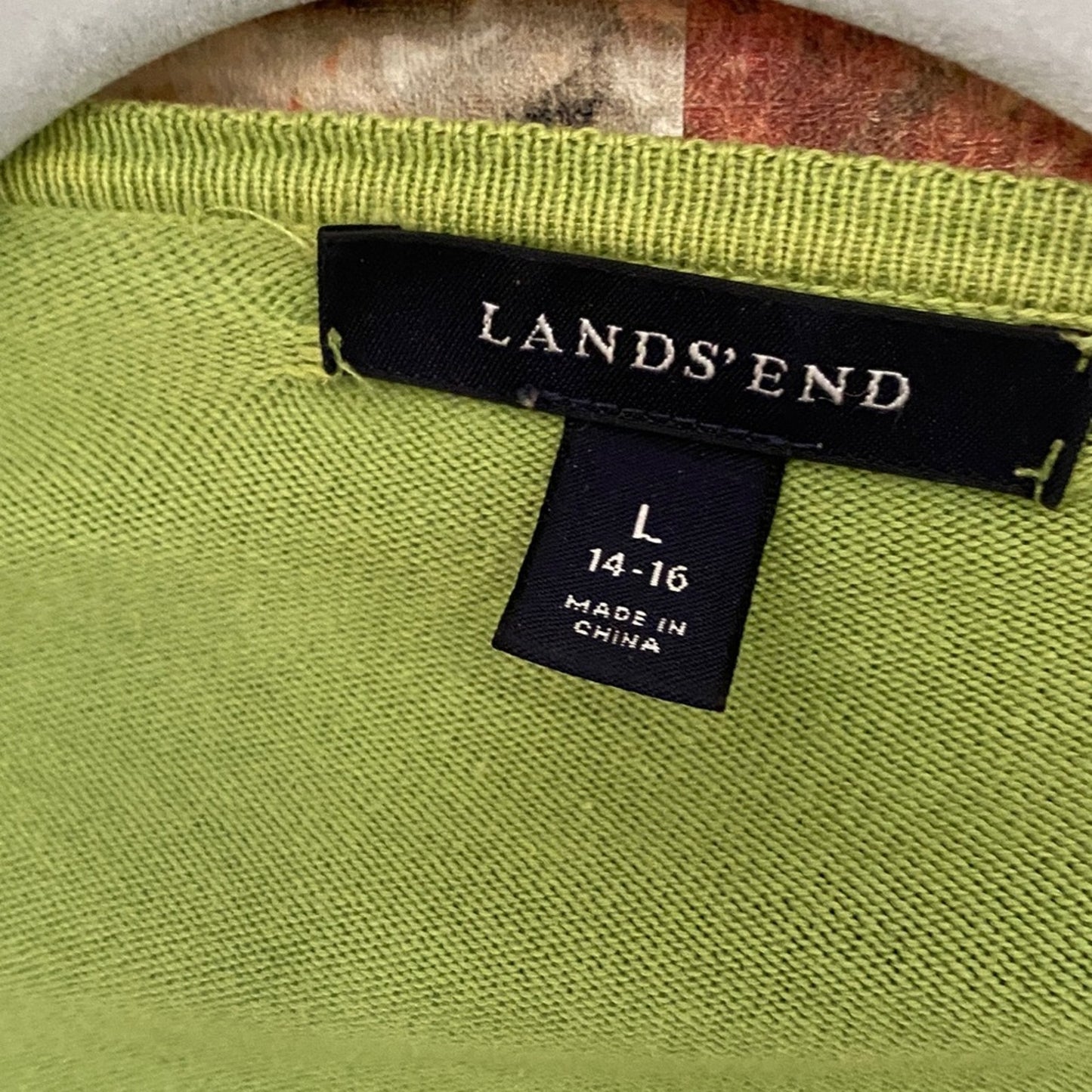 Lands' End Green Open Cardigan Large