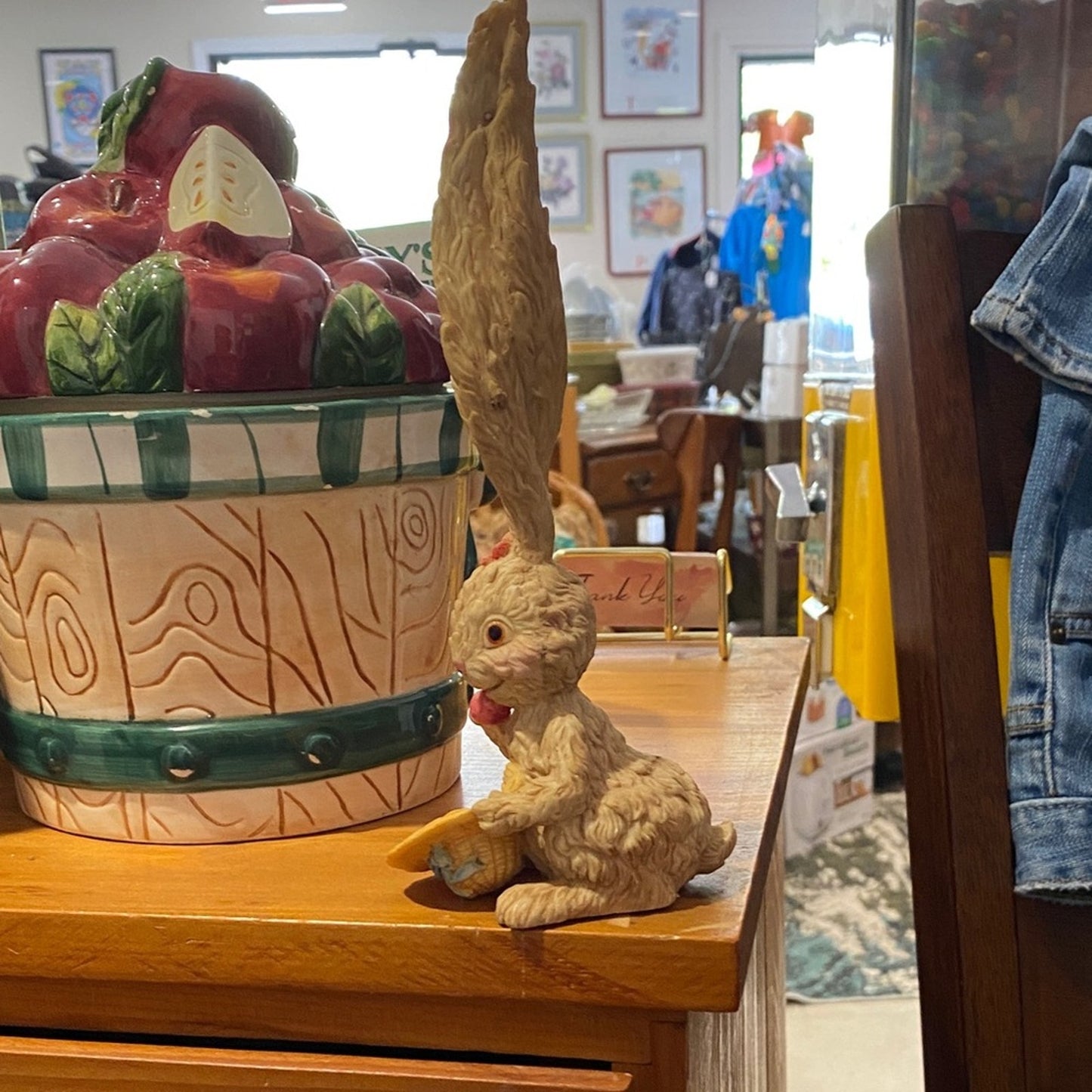 Whimsical Tan Rabbit Figurine with Hat