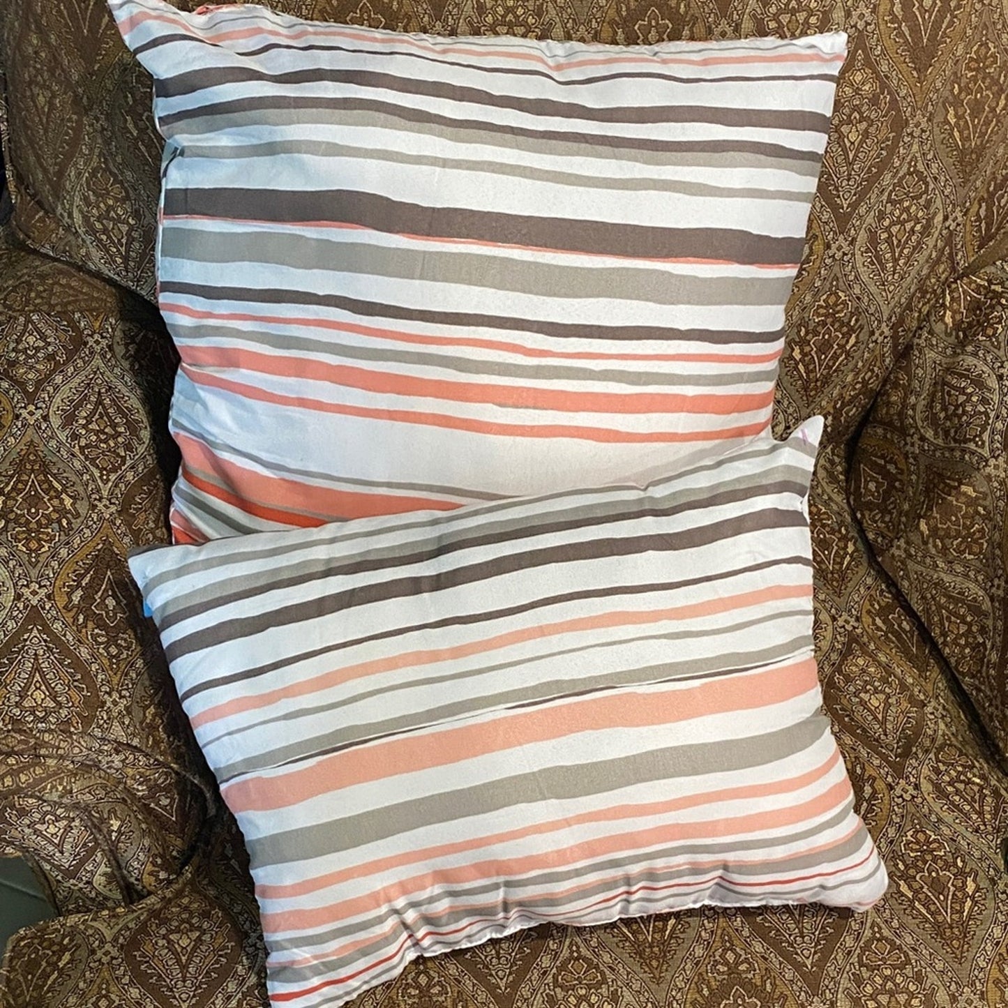 Decorative Coral and Gray Pillow Set