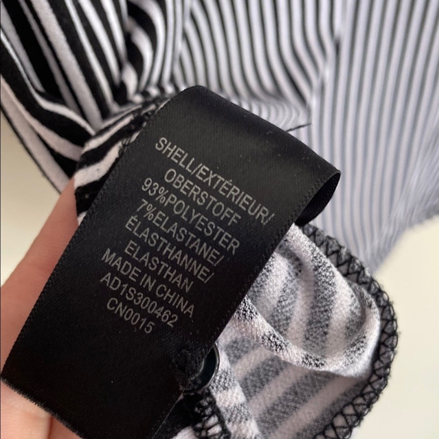 Adrianna Papell Blue and White Blouse with Bib Collar and 3/4 Sleeves