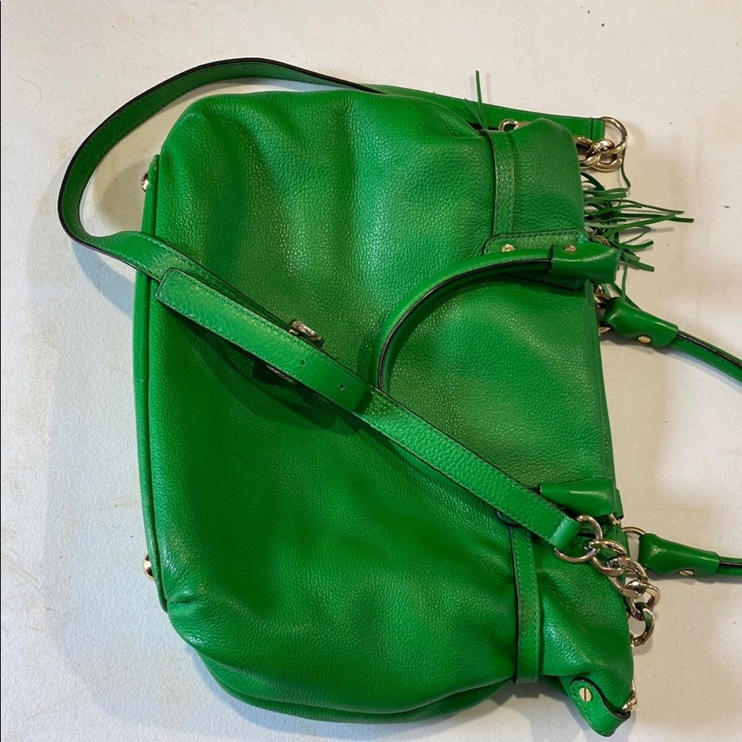 Michael Kors Green and Gold Shoulder Bag with Chain Details