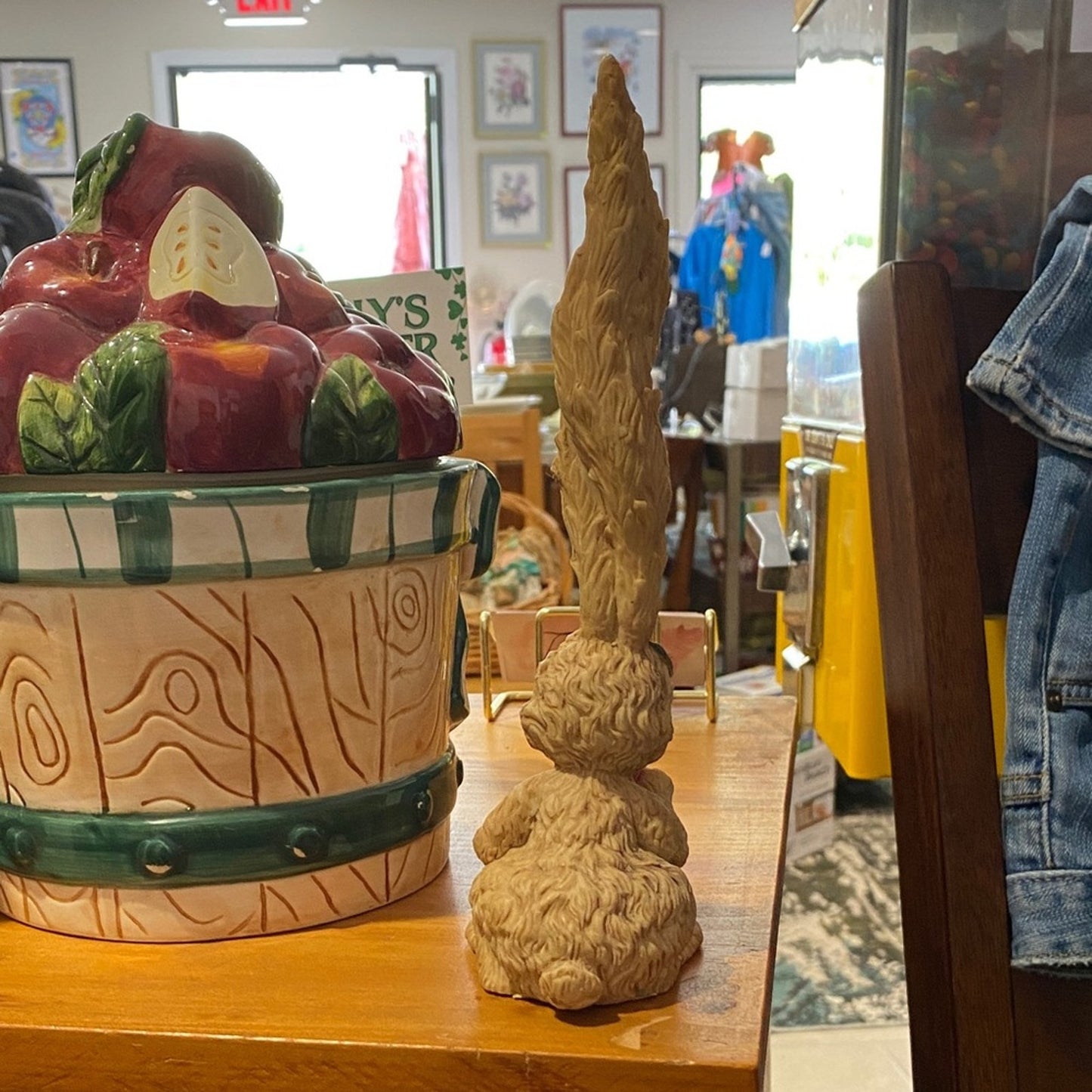 Whimsical Tan Rabbit Figurine with Hat