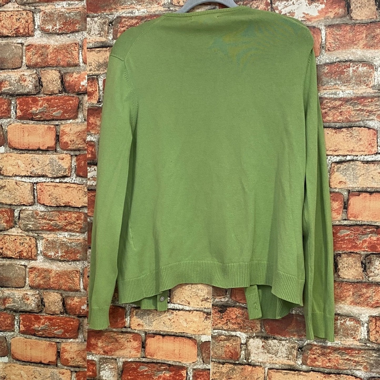 Lands' End Green Open Cardigan Large