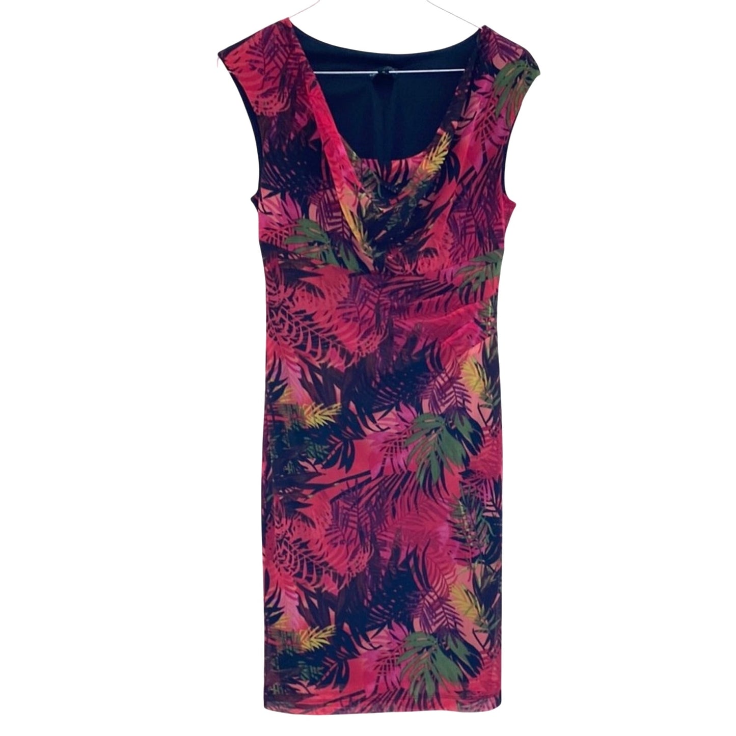 Connected Apparel Pink V-Neck Sheath Midi Dress 10