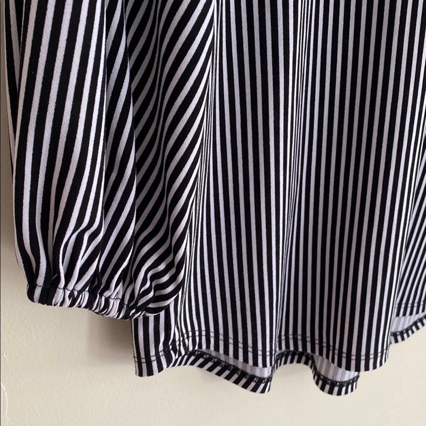 Adrianna Papell Blue and White Blouse with Bib Collar and 3/4 Sleeves